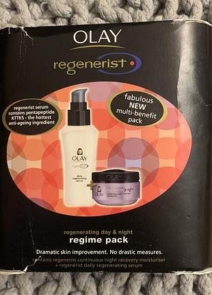 Набір olay regenerist regime pack — денна сироватка + нічний крем | anti-age комплекс (2×50 мл)