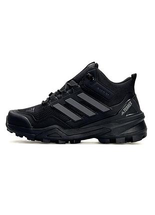 Кроссовки мужские водонепроницаемые adidas terrex fur black grey | адидас террекс мех черные с серым gore tex