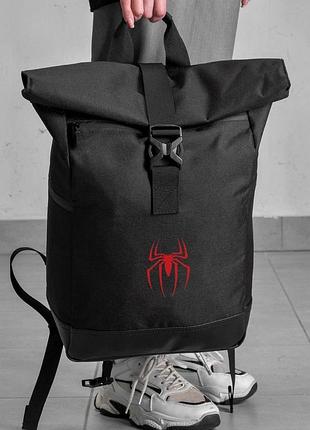 Повсякденний рюкзак роллтоп шкільний для дівчинки without з принтом людина-павук black