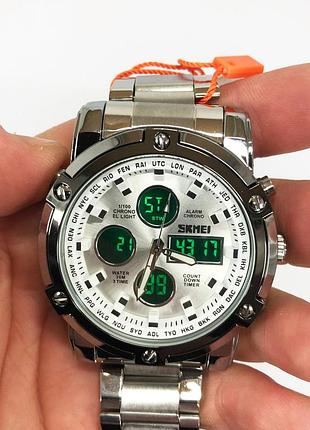 Чоловічий армійський водостійкий тактичний годинник skmei 1389si silver, годинники наручні спортивні nm-71