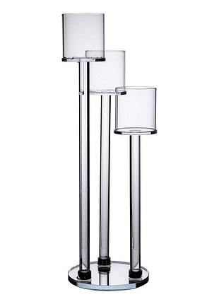 Подсвечник стеклянный на 3 свечи 12×37.5 см подсвечник декоративный прозрачный на ножке hp-4-13