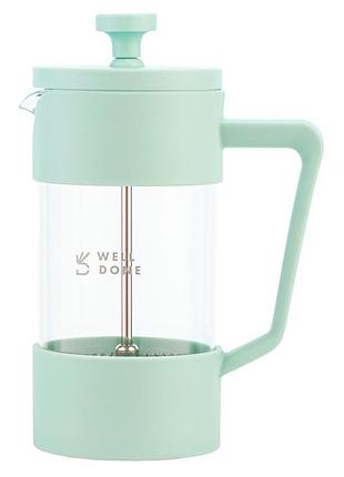 Ручной френч прес для чая well done wd-8053a 350 мл, заварник прозрачный, заварник для чая ti-848 с прессом