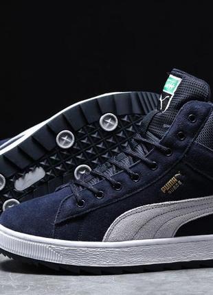 ► Power puma suede, темно-синие зимние мужские кроссовки 31751