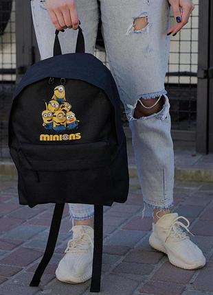Повседневный рюкзак школьный для девчинки without compact с принтом миньоны black