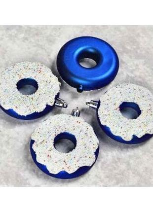 Набор елочных украшений 8см синий 4шт/наб donut m47965 тм stenson