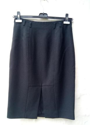 Черная базовая фактурная шерстяная юбка карандаш hobbs 💣6 фото