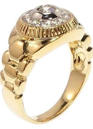 Кольцо позолотародий круглый купол с цирконием 094156 р.18,5 тм xuping