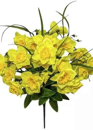 Букет искусственных цветов шелк нарциссы h-50см г-33 р-6,5см желтый арт.6176 тм китай