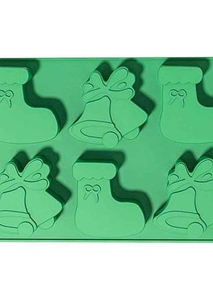 Форма для кексів 25х17х3см силікон новорічна 6 виробів mh-5252 тм stenson