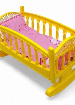 Мебель 20х21х34см кроватка люлька с постолью желтый арт.006/7 тм bamsic