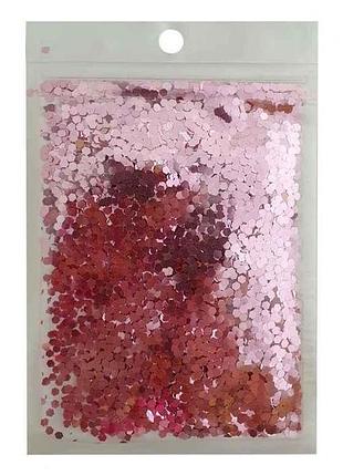 Декоративний наповнювач 15г рожеве конфеті шестигранник 3мм 6403 тм pelican