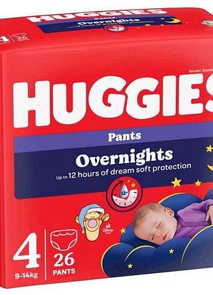 Підгузки-трусики №4 26шт overnights pants 9-14кг тм huggies
