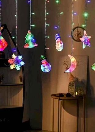 Гирлянда-шторка с фигурками 3d мульти 3м 220в 5 фигурзёрки xr-10 m тм tlt