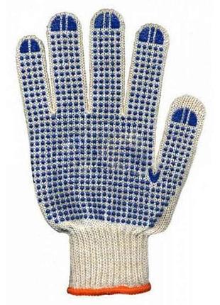 Перчатки рабочие 8310 белые с синей пвх точкой standart 10р. тм viva trade