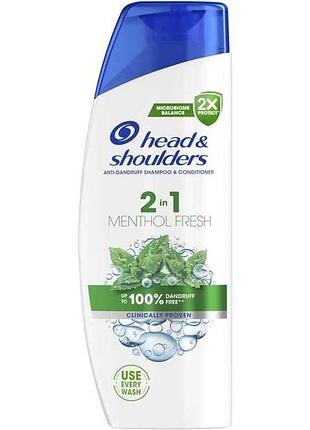 Шампунь-бальзам 330мл проти лупи та бальзам-ополіскувач 2в1 свіжість ментолу тм head shoulders