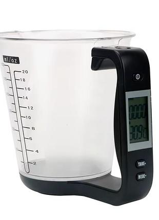 Весы кухонные с мерным стакан digital scale with measuring cup (600 ds) черный