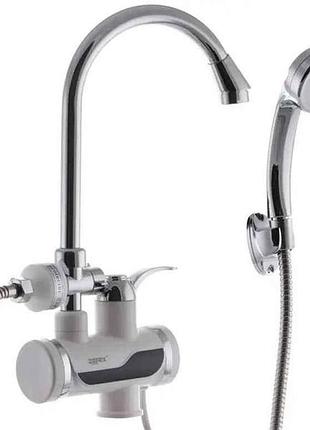 Водонагреватель проточный 3квт elw08-e, с индикатором темп., на мойку, с мийкою тм zerix