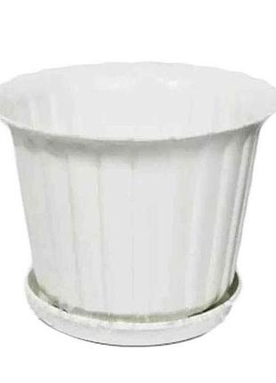 Горшок для цветов 4,6л «тюльпан» 240мм (с поддоном) белый тм еталон-с