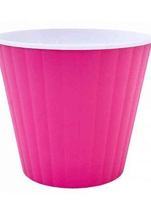 Горшок для цветов 1.7л ибис с двойным дном 15.7*13.0 (-белый) розовый тм алеана