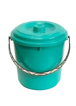 Ведро пл. пищевое 10л с крышкой и мерной шкалой бирюзовое тм промсантехпласт