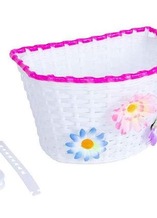 Кошик на велосипед передній пластик на руль/вынос 150x165x235см білий з рожевим fl-bs22-02 тм колесо