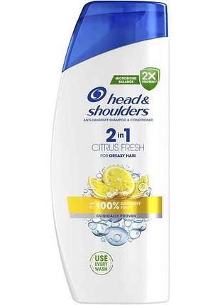 Шампунь-бальзам 625мл против перхоти и бальзам-ополаскиватель 2в1 цитрусовая свежесть тм head shoulders
