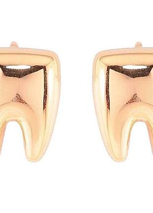 Сережки позолота 18k пусети «зуби з цирконієм» (258874) тм xuping
