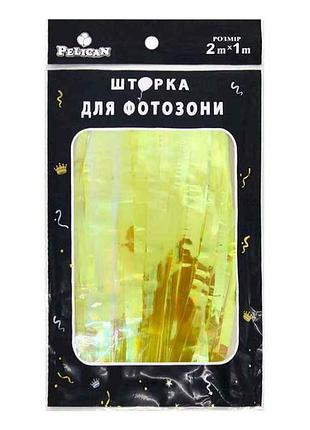 Шторка для фотозони 1m*2m перламутр #198 жовтий арт.872198 тм pelican