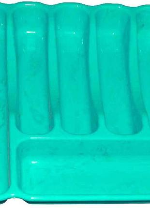 Лоток для столовых приборов люкс (60*380*325мм) бирюзовый тм консенсус