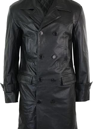 Infinity mens london р. 5xl двубортный кожаный плащ черный мужской тренч большого размера длинный 3/4 классический