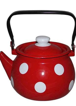 Чайник эмалированный 2,5л/4 белый горох красный (і2710/4) тм idilia