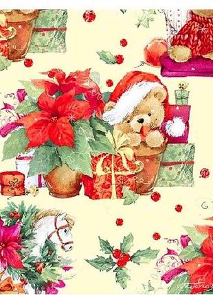 Салфетки с рисунком новый год 18шт бумажные подароковый ведмедик 33*33 3слой тм silken