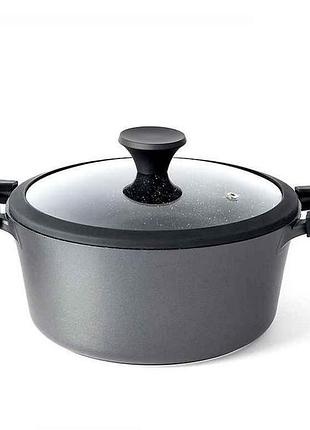 Кастрюля со стеклянной крышкой 2,5л 20см с а/п покрытием, индукционное дно, классик к301рс тм biol