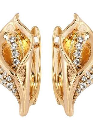 Серьги английская застежка позолота 18k каллы 184504 тм xuping