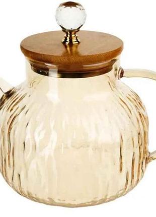 Чайник-заварник 1л 767-4 yantar1 с бамбуковой крышкой тм snt