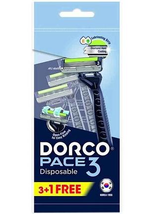 Бритва одноразовая 4шт pace3 (3 лезвия) тм dorco