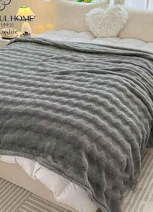 Плед 180*200 микрофибра арт.006-19 серый тм colorfulhome