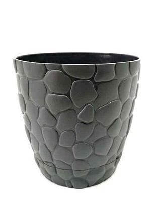 Горщик для квітів камінь (д.20,3x18,3см) 4,3л сірий тм elif plastik