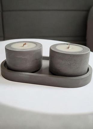 «мінімалістичний затишок» - набір свічок на підставці, з ароматом хвоя