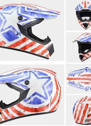 Шолом кросовий (mod:225) (blue star) білий xl тм китай