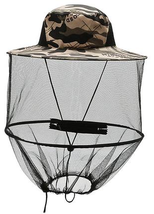 Шляпа для пчеловодов sams fish с застежкой-молнией 55-58 см (sf24292) камуфляж с надписями
