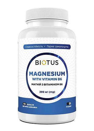 Магний с витамином в6, magnesium with vitamin b6, biotus, 399 мг, 150 капсул