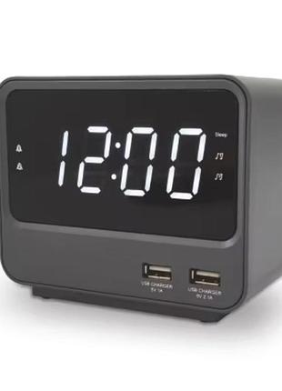 Часы настольные itoma kca-a23 с радио и будильником (серые) арт. 07525