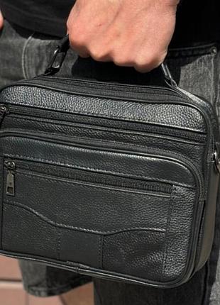 Чоловіча барсетка з ручкою 25x19x6.5, шкіряна сумка з ременем через плече bexhill bx-14440b чорна