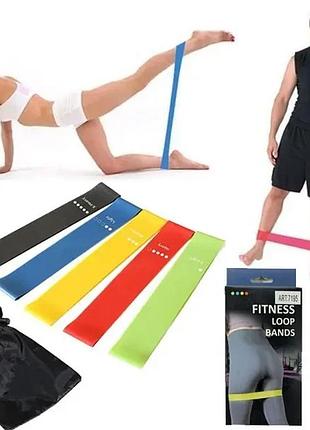Резинки для фитнеса loop bands 5 штук с чехлом в комплекте