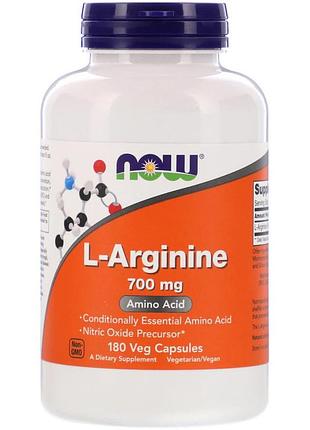 L-аргінін, l-arginine, now foods, 700 мг, 180 вегетаріанських капсул