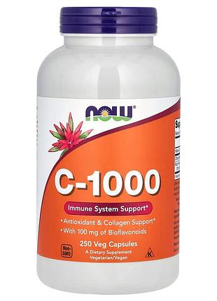 Вітамін с-1000 з біофлавоноїдами, c-1000, now foods, 250 вегетаріанських капсул