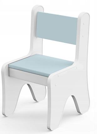 Стульчик в детскую комнату 55×37×33 детский удобный стул для игр, белый с голубым