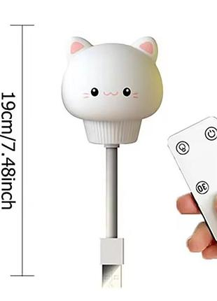 Світлодіодний нічник «кошеня» з пультом керування (usb 5v) арт. 07732