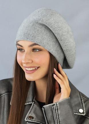 Берет жіночий на високій ніжці з підкладкою "іва" (5166), сірий